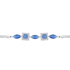 Asfour Crystal Tennis Bracelet With Turquoise Pear & Emerald Zircon In 925 Sterling Silver