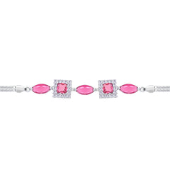 Asfour Crystal Tennis Bracelet With Turquoise Pear & Emerald Zircon In 925 Sterling Silver