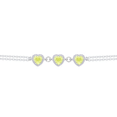 عصفور كريستال انسيال فضة عيار 925 علي شكل قلوب لون ليموني مرصعة بالزركون