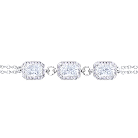 Asfour Crystal Tennis Bracelet With Turquoise Pear & Emerald Zircon In 925 Sterling Silver
