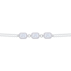 Asfour Crystal Chain Bracelet With Zircon Emerald Design In 925 Sterling Silver-BD0301