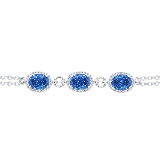 Asfour Crystal Tennis Bracelet With Turquoise Pear & Emerald Zircon In 925 Sterling Silver