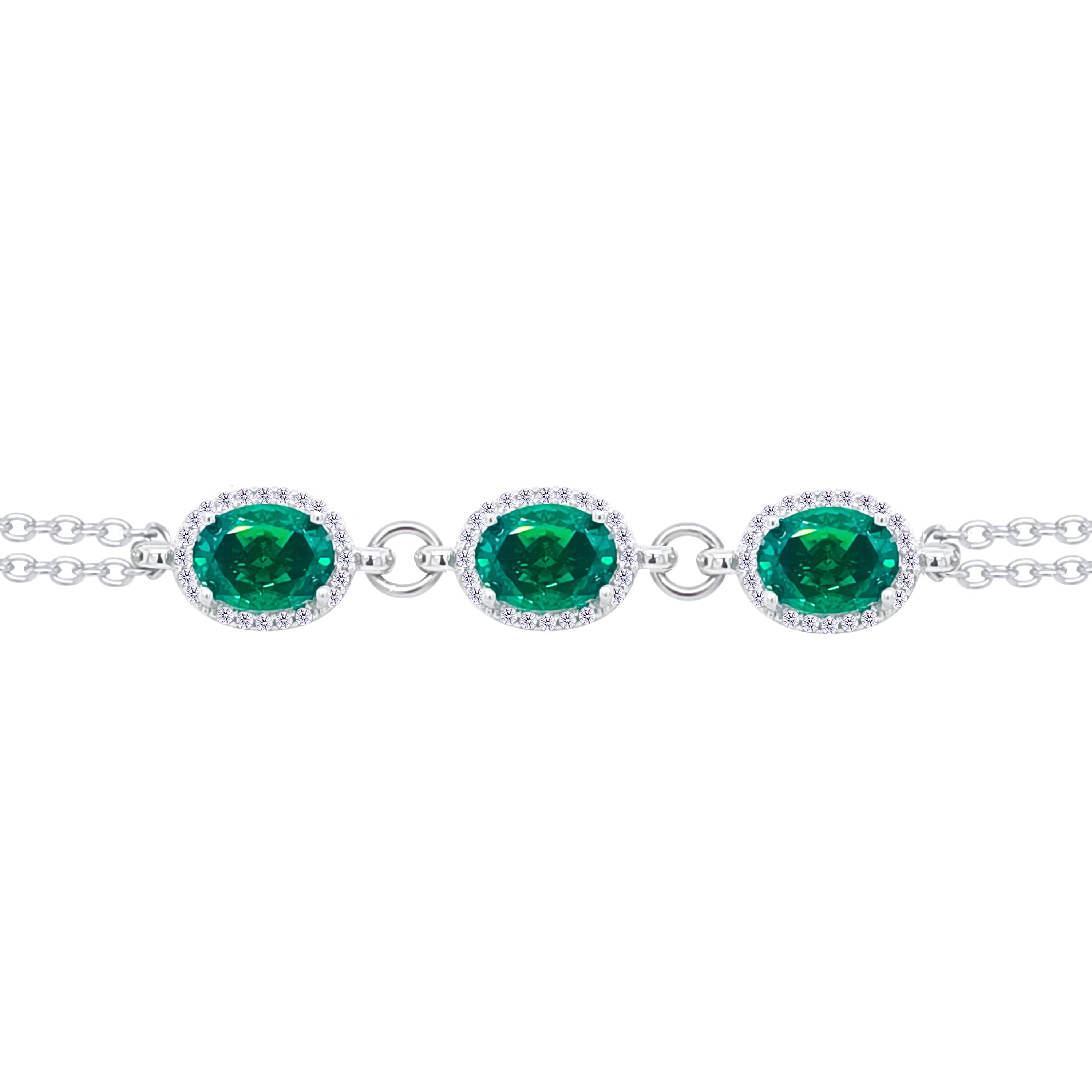 Asfour Crystal Tennis Bracelet With Turquoise Pear & Emerald Zircon In 925 Sterling Silver