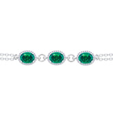 Asfour Crystal Tennis Bracelet With Turquoise Pear & Emerald Zircon In 925 Sterling Silver