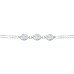 Asfour Crystal Chain Bracelet With Zircon Oval Design In 925 Sterling Silver-BD0302