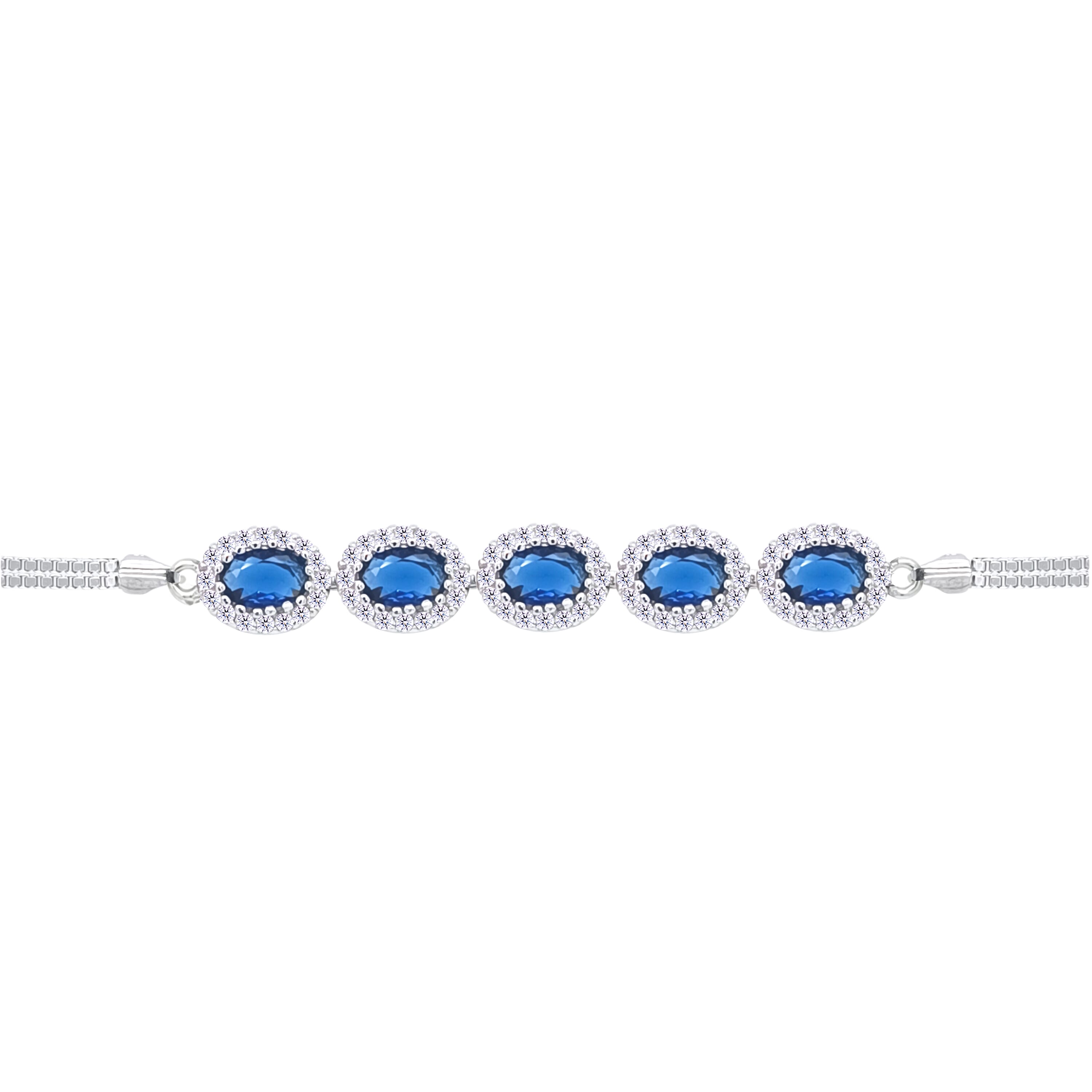 Asfour Crystal Tennis Bracelet With Turquoise Pear & Emerald Zircon In 925 Sterling Silver
