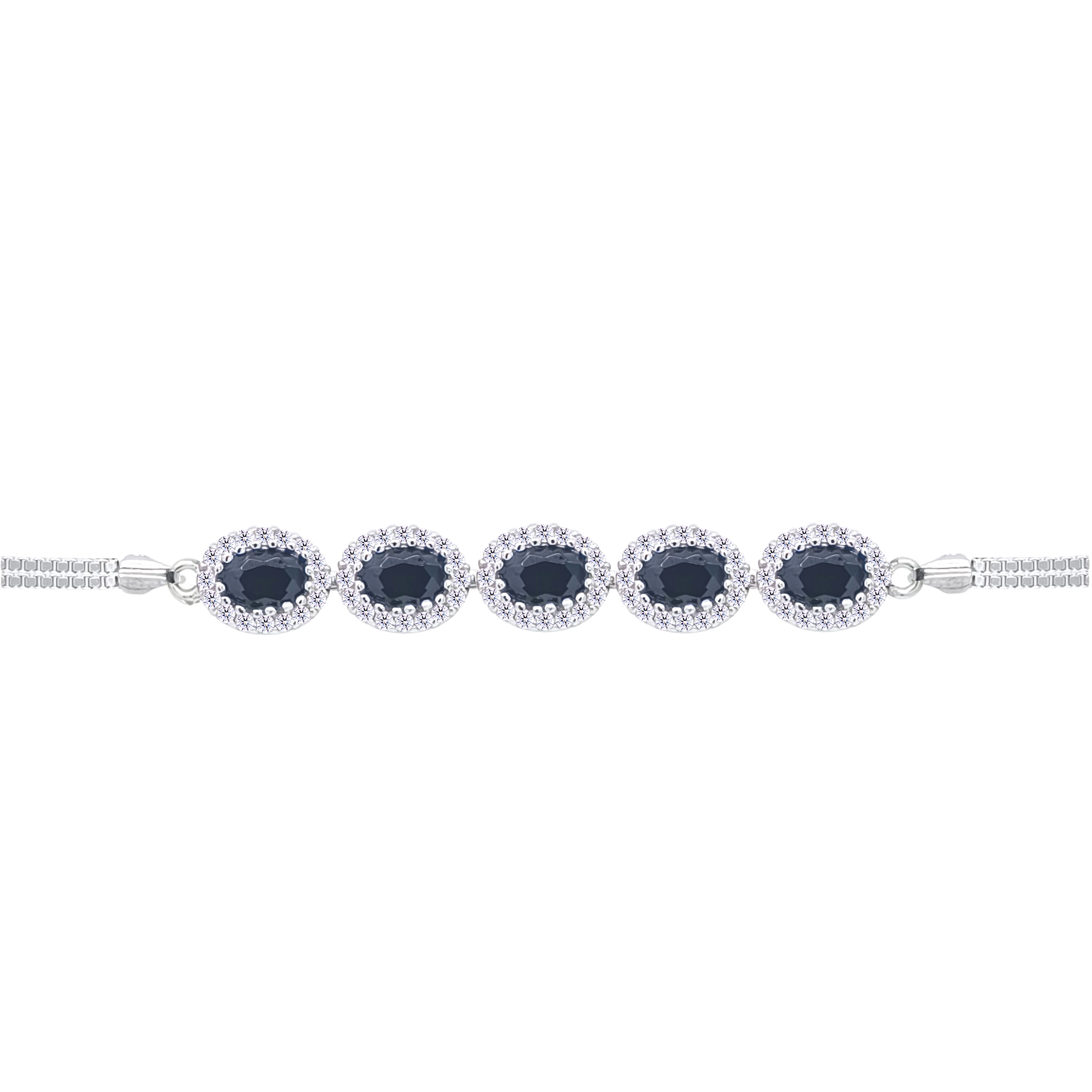 Asfour Crystal Tennis Bracelet With Turquoise Pear & Emerald Zircon In 925 Sterling Silver