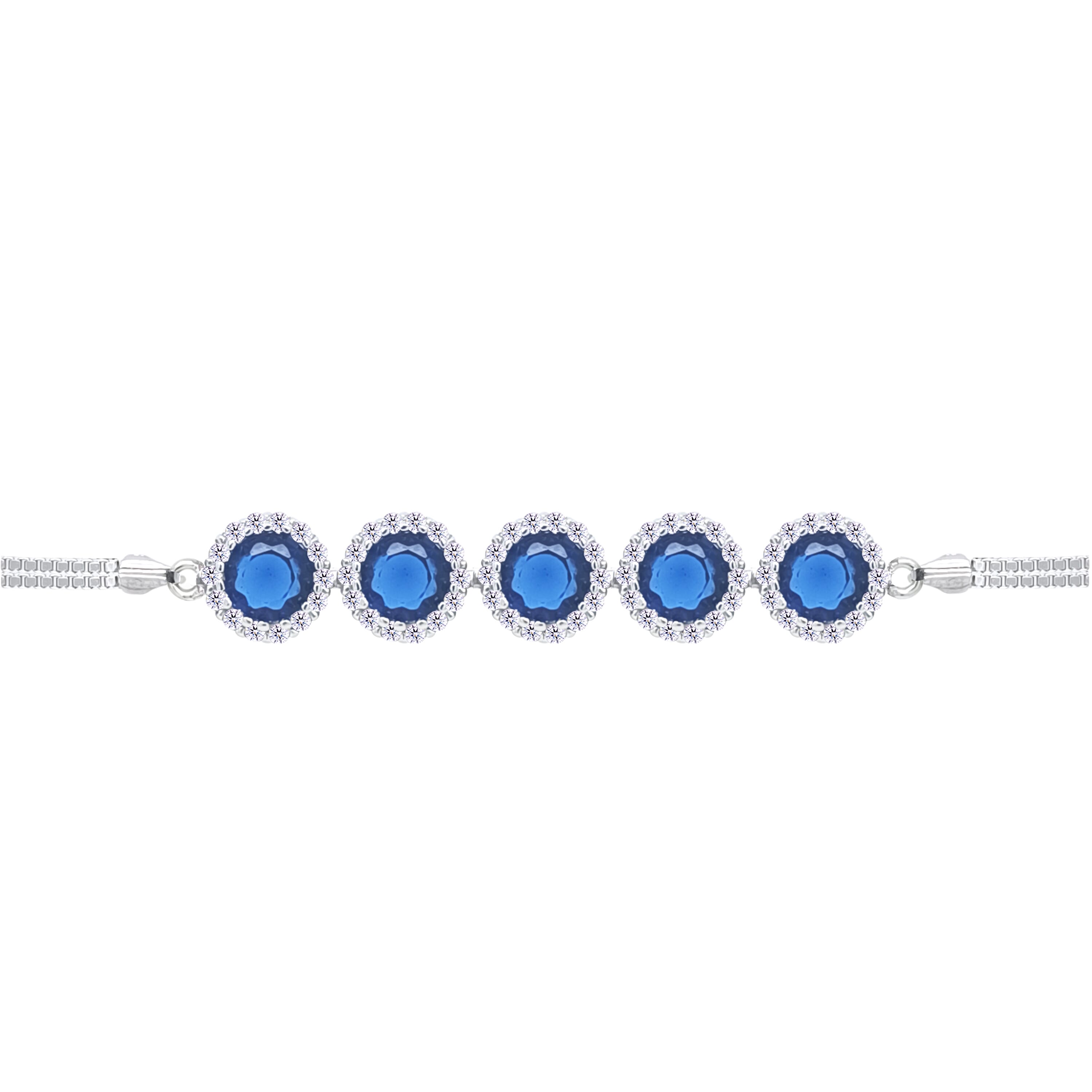 Asfour Crystal Tennis Bracelet With Turquoise Pear & Emerald Zircon In 925 Sterling Silver