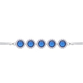 Asfour Crystal Tennis Bracelet With Turquoise Pear & Emerald Zircon In 925 Sterling Silver