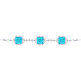 Asfour Crystal Tennis Bracelet With Turquoise Pear & Emerald Zircon In 925 Sterling Silver