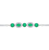 Asfour Crystal Tennis Bracelet With Turquoise Pear & Emerald Zircon In 925 Sterling Silver