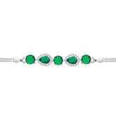 Asfour Crystal Tennis Bracelet With Turquoise Pear & Emerald Zircon In 925 Sterling Silver