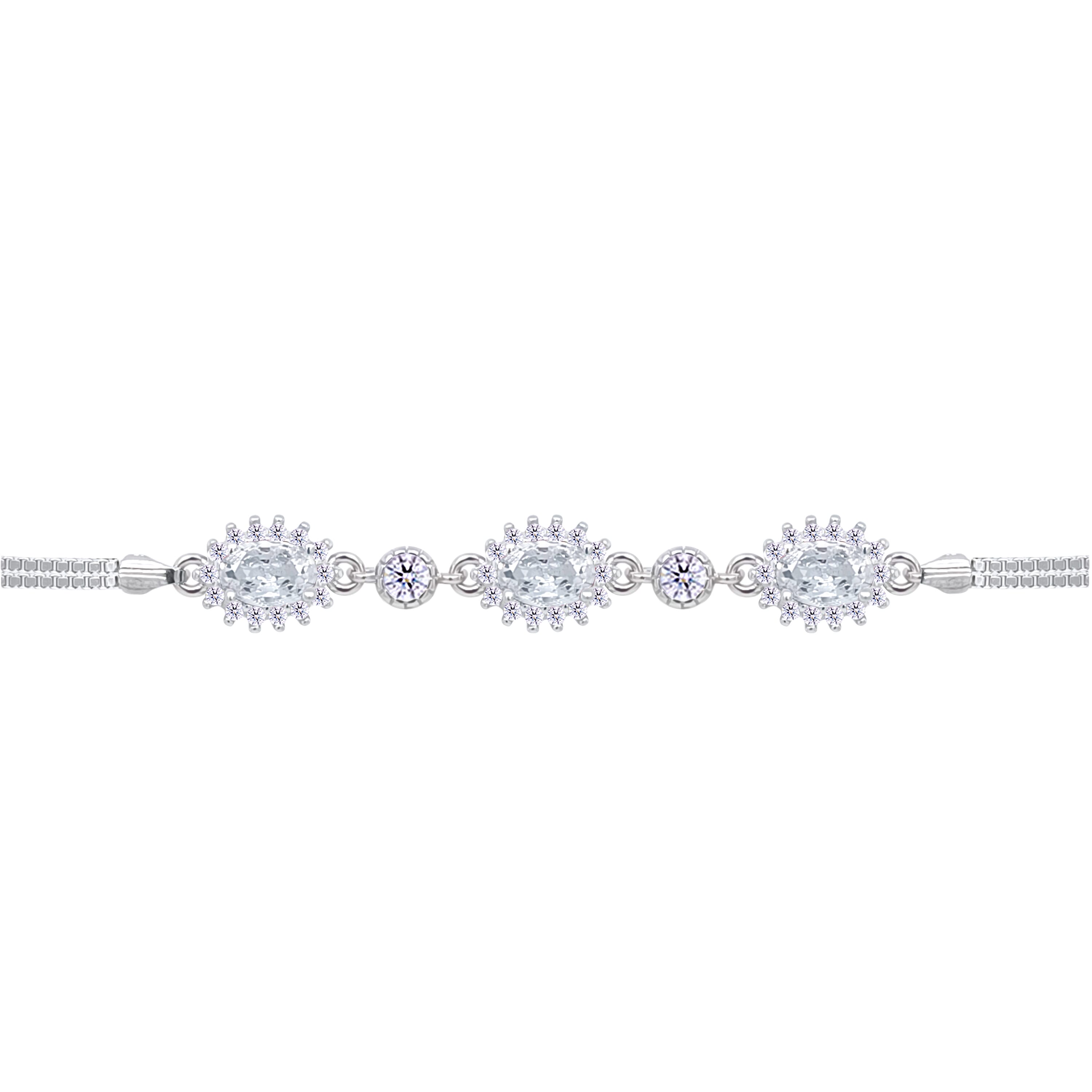 Asfour Crystal Tennis Bracelet With Turquoise Pear & Emerald Zircon In 925 Sterling Silver