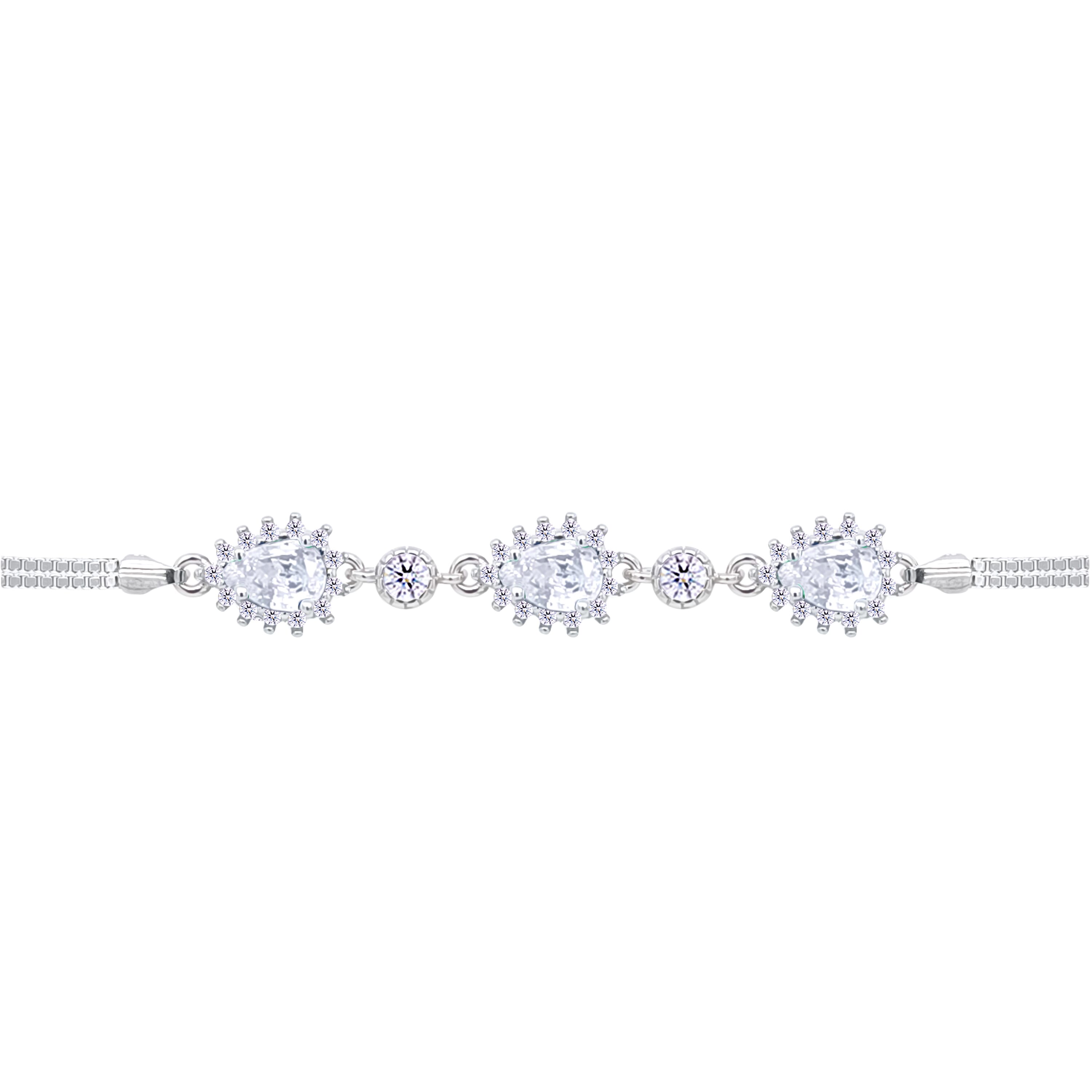 Asfour Crystal Tennis Bracelet With Turquoise Pear & Emerald Zircon In 925 Sterling Silver