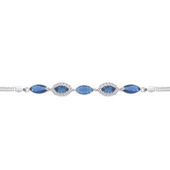 Asfour Crystal Tennis Bracelet With Turquoise Pear & Emerald Zircon In 925 Sterling Silver