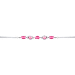 Asfour Crystal Box Chain Bracelet With Blue Dark Rose Design In 925 Sterling Silver-BD0314-O5