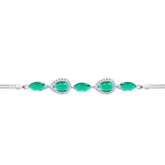 Asfour Crystal Tennis Bracelet With Turquoise Pear & Emerald Zircon In 925 Sterling Silver
