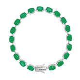 Asfour Crystal Tennis Bracelet With Turquoise Pear & Emerald Zircon In 925 Sterling Silver