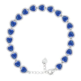 Asfour Crystal Tennis Bracelet With Turquoise Pear & Emerald Zircon In 925 Sterling Silver