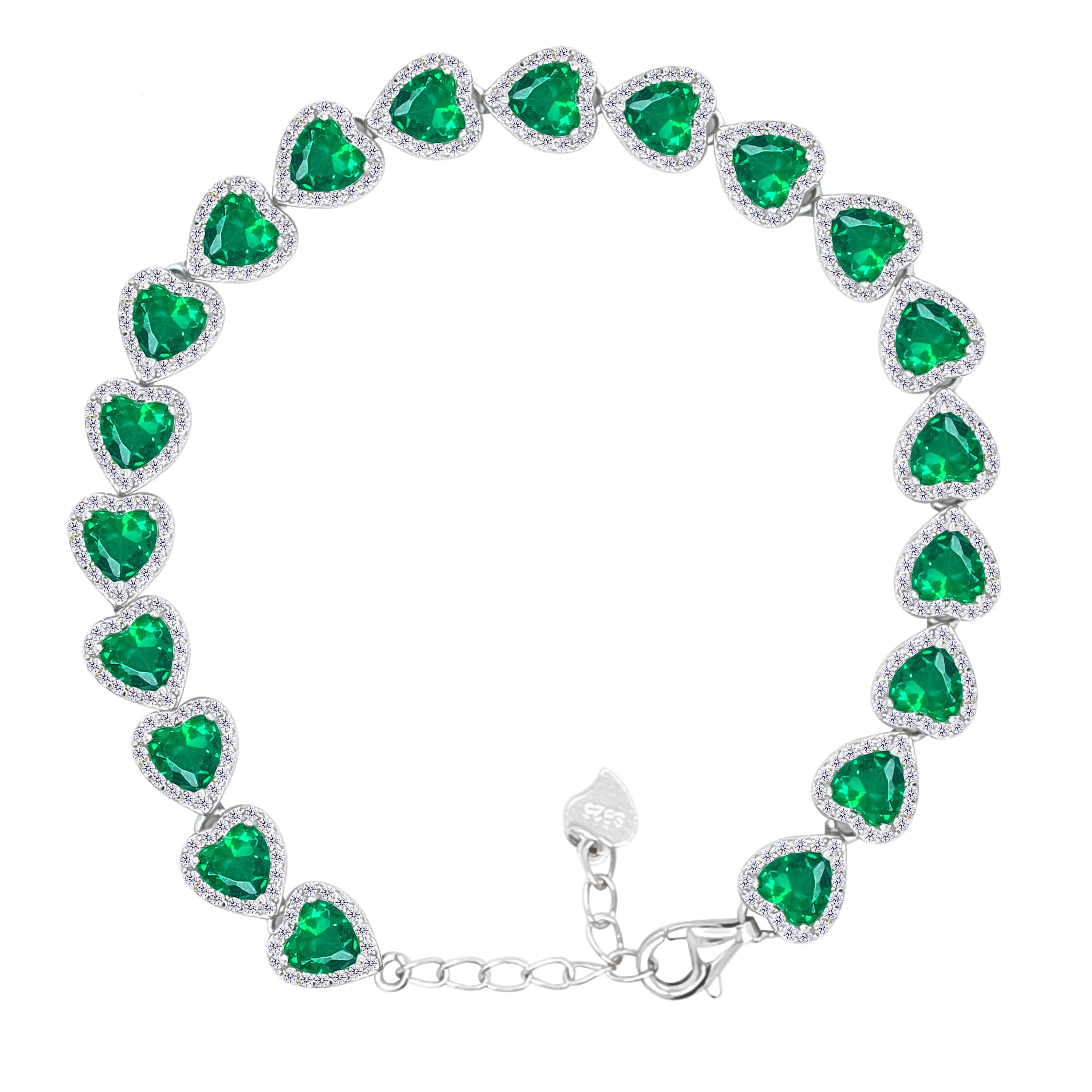 Asfour Crystal Tennis Bracelet With Turquoise Pear & Emerald Zircon In 925 Sterling Silver