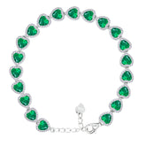 Asfour Crystal Tennis Bracelet With Turquoise Pear & Emerald Zircon In 925 Sterling Silver