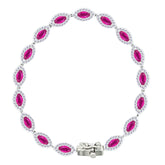 Asfour Crystal Tennis Bracelet With Turquoise Pear & Emerald Zircon In 925 Sterling Silver