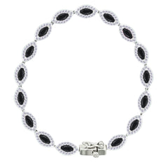 Asfour Crystal Tennis Bracelet With Turquoise Pear & Emerald Zircon In 925 Sterling Silver