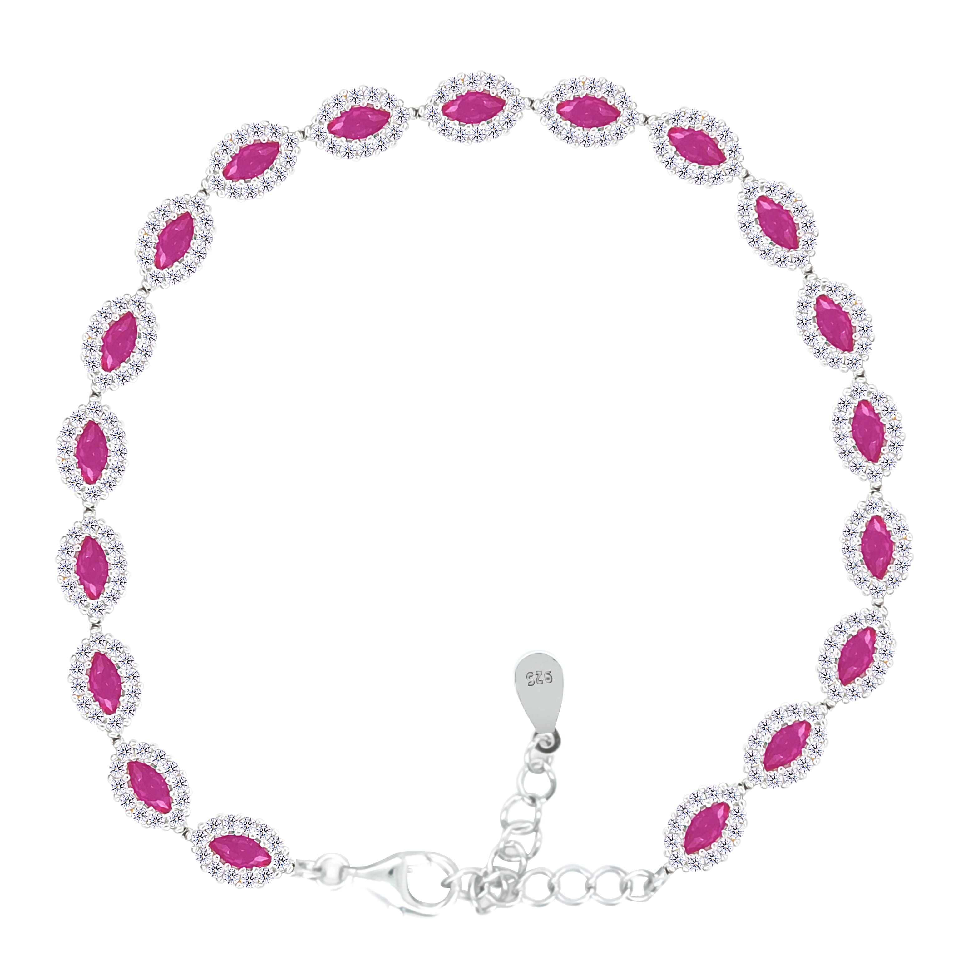 Asfour Crystal Tennis Bracelet With Turquoise Pear & Emerald Zircon In 925 Sterling Silver