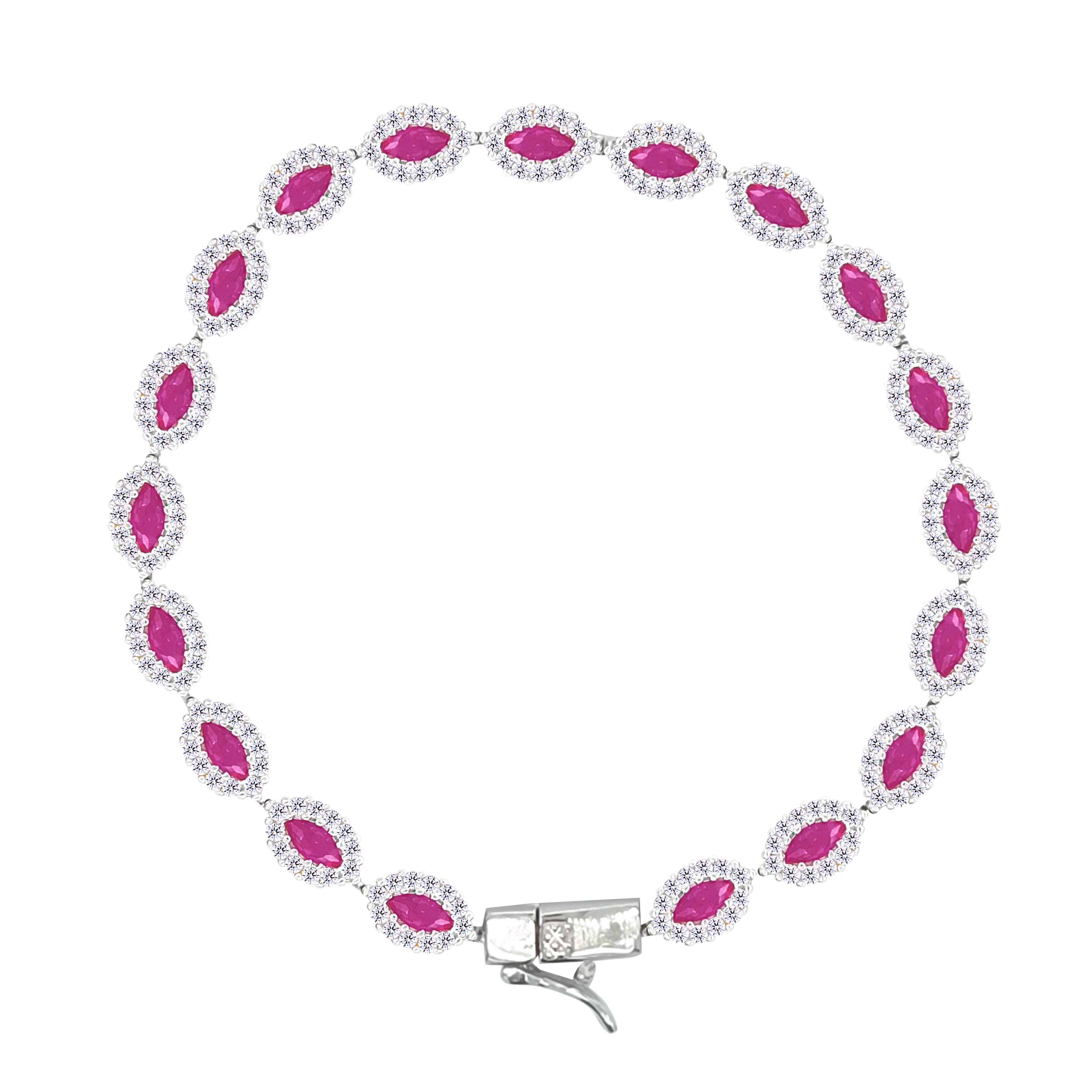 Asfour Crystal Tennis Bracelet With Turquoise Pear & Emerald Zircon In 925 Sterling Silver