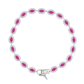 Asfour Crystal Tennis Bracelet With Turquoise Pear & Emerald Zircon In 925 Sterling Silver