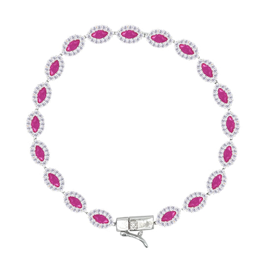 Asfour Crystal Tennis Bracelet With Turquoise Pear & Emerald Zircon In 925 Sterling Silver