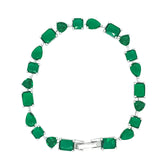 Asfour Crystal Tennis Bracelet With Turquoise Pear & Emerald Zircon In 925 Sterling Silver