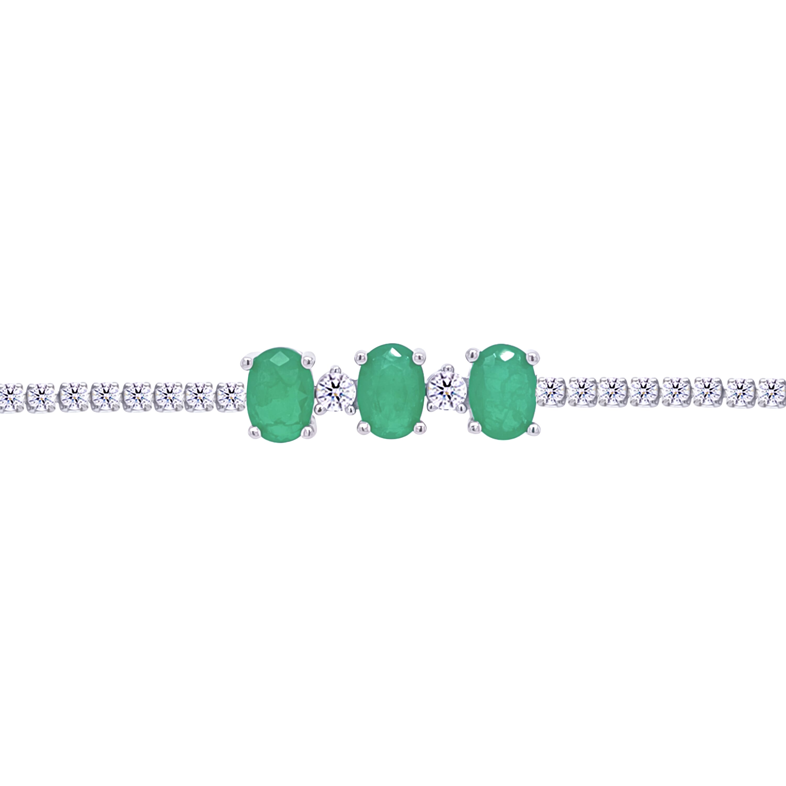 Asfour Crystal Tennis Bracelet With Turquoise Pear & Emerald Zircon In 925 Sterling Silver