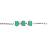 Asfour Crystal Tennis Bracelet With Turquoise Pear & Emerald Zircon In 925 Sterling Silver
