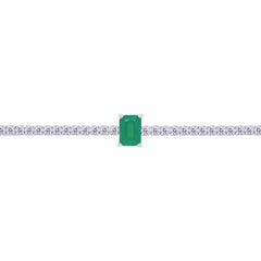 Asfour Crystal Tennis Bracelet With Turquoise Pear & Emerald Zircon In 925 Sterling Silver