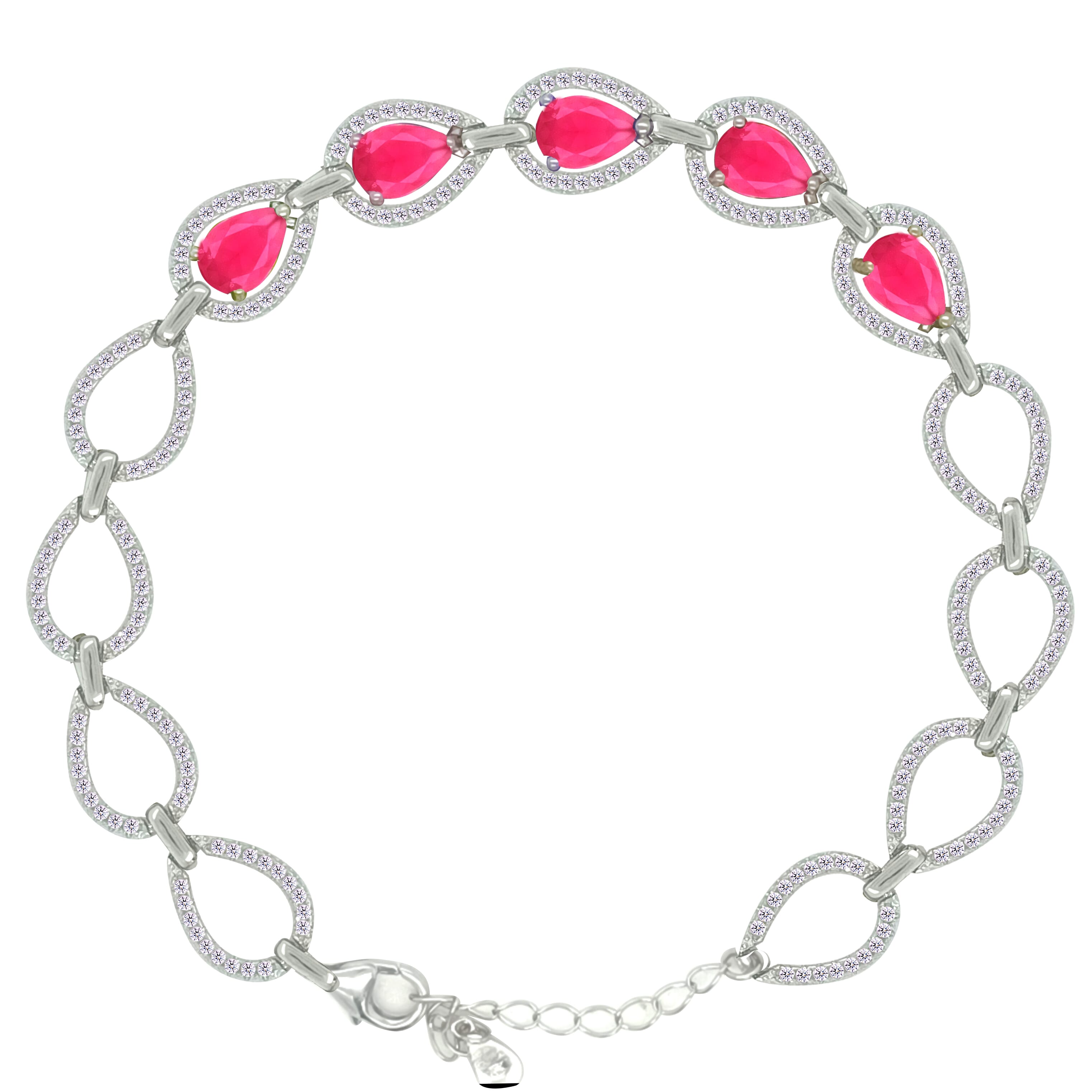 Asfour Crystal Tennis Bracelet With Turquoise Pear & Emerald Zircon In 925 Sterling Silver