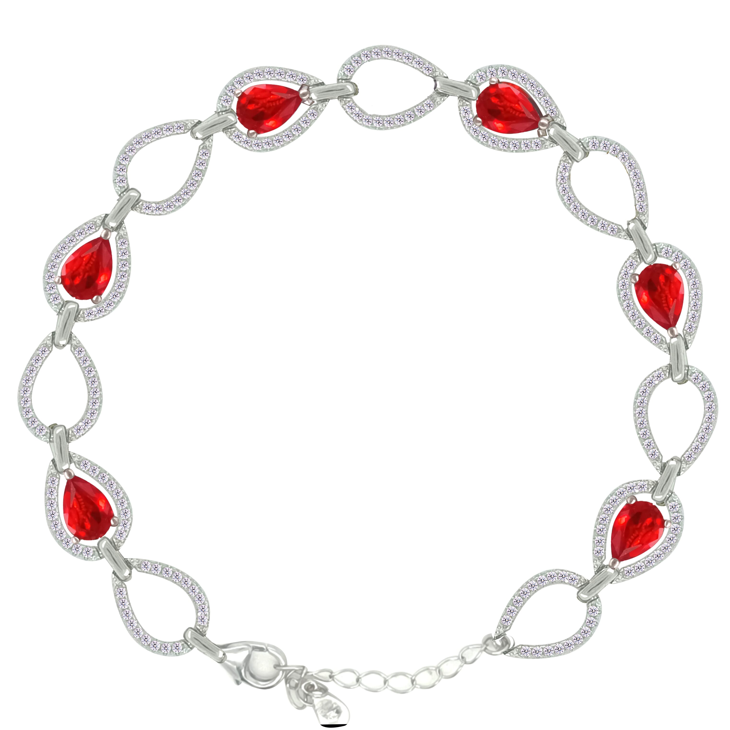 Asfour Crystal Tennis Bracelet With Turquoise Pear & Emerald Zircon In 925 Sterling Silver