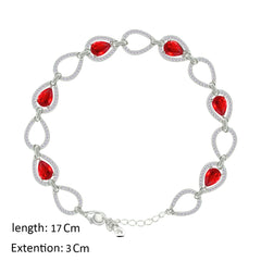 Asfour Creations Tennis Bracelet With Ruby Pear Design In 925 Sterling Silver – BD0335-R