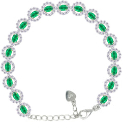 Asfour Crystal Tennis Bracelet With Turquoise Pear & Emerald Zircon In 925 Sterling Silver