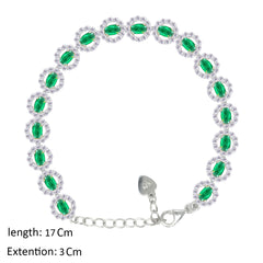 Asfour Creations Tennis Bracelet With Emerald Round Design In 925 Sterling Silver – BD0337-G