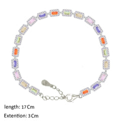 Asfour Creations Tennis Bracelet With Multicolor Baguette Stones In 925 Sterling Silver – BD0338-K