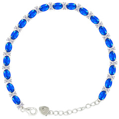 Asfour Crystal Tennis Bracelet With Turquoise Pear & Emerald Zircon In 925 Sterling Silver