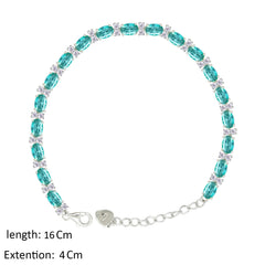 Asfour Creations Tennis Bracelet With Turquoise Oval Design In 925 Sterling Silver – BD0339-LZ