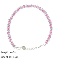 Asfour Creations Tennis Bracelet With Rose Oval Design In 925 Sterling Silver – BD0339-O