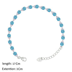 Asfour Creations Tennis Bracelet With Aquamarine Round Zircon In 925 Sterling Silver – BD0341-M