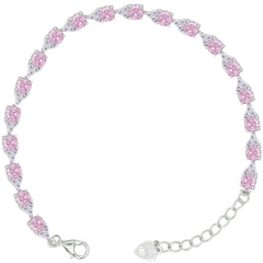 Asfour Crystal Tennis Bracelet With Turquoise Pear & Emerald Zircon In 925 Sterling Silver