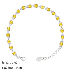 Asfour Creations Tennis Bracelet With Yellow Round Zircon In 925 Sterling Silver – BD0341-Y