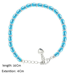 Asfour Creations Tennis Bracelet With Aquamarine Oval Design In 925 Sterling Silver – BD0343-M