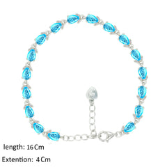 Asfour Creations Tennis Bracelet With Aquamarine Pear Design In 925 Sterling Silver – BD0344-M
