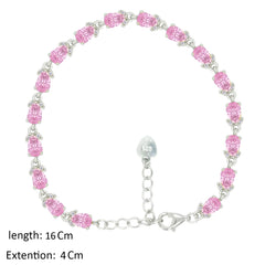 Asfour Creations Tennis Bracelet With Rose Pear Design In 925 Sterling Silver – BD0344-O